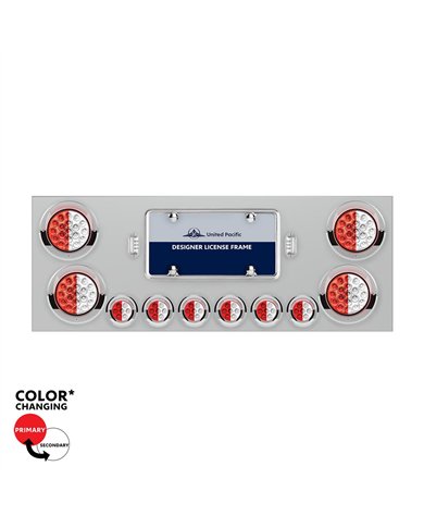UP34111-SS Rear Center Panel With 4X 19 LED 4" & 6X 7 LED 2" Double Fury Lights & Visors-Red & White LED