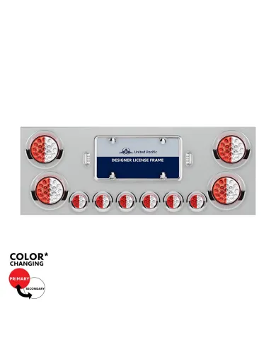 UP34111-SS Rear Center Panel With 4X 19 LED 4" & 6X 7 LED 2" Double Fury Lights & Visors-Red & White LED