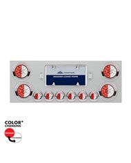 UP34111-SS Rear Center Panel With 4X 19 LED 4" & 6X 7 LED 2" Double Fury Lights & Visors-Red & White LED