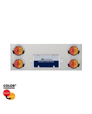 UP34112-33-3/4" SS Rear Center Panel With 4X 19 LED 4" Double Fury Lights & Visors-Red & Amber LED