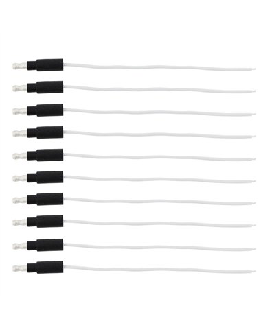 UP34214P10-6" Single Lead Wire With .180 Bullet Termination & Stripped End - White (10 Pcs)