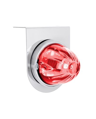 UP35054-UltraBurst Glass Watermelon Light With Stainless Steel Light Bracket Kit-Red LED/Clear Lens