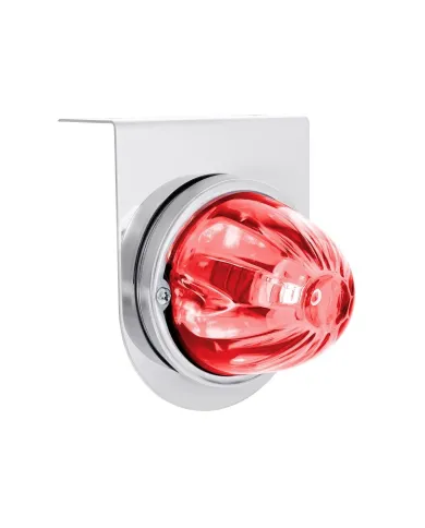 UP35054-UltraBurst Glass Watermelon Light With Stainless Steel Light Bracket Kit-Red LED/Clear Lens