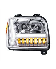 UP35131-Chrome Headlight With LED DRL Light Bar & Turn Signal For 2018-2024 Kenworth W990-Passenger