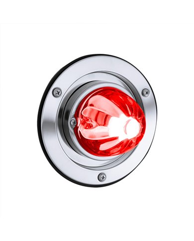 UP35333-Dual Function Glass Watermelon Sleeper Bunk Kit With 304 Stainless Steel Bezel & LED Bulb-Clear Lens/Red LED