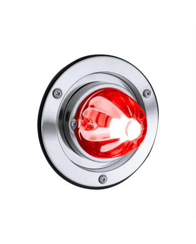UP35333-Dual Function Glass Watermelon Sleeper Bunk Kit With 304 Stainless Steel Bezel & LED Bulb-Clear Lens/Red LED
