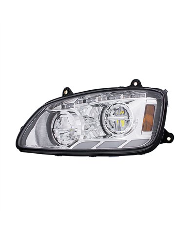 UP35879-Chrome LED Headlight With Sequential Turn Signal & Position Light Bars For 2008-17 Kenworth T660 - Driver