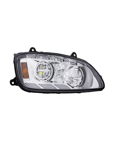UP35880-Chrome LED Headlight With Sequential Turn Signal & Position Light Bars For 2008-17 Kenworth T660 - Passenger