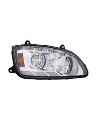 UP35880-Chrome LED Headlight With Sequential Turn Signal & Position Light Bars For 2008-17 Kenworth T660 - Passenger