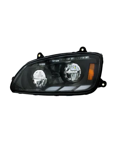 UP35881-Black LED Headlight With Sequential Turn Signal & Position Light Bars For 2008-17 Kenworth T660 - Driver
