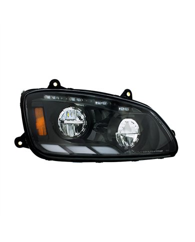 UP35882-Black LED Headlight With Sequential Turn Signal & Position Light Bars For 2008-17 Kenworth T660 - Passenger
