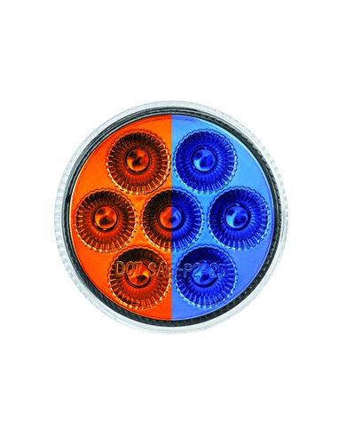 UP35937-7 LED 2" Round Double Fury Light (Clearance/Marker) - Amber & Blue LED/Clear Lens