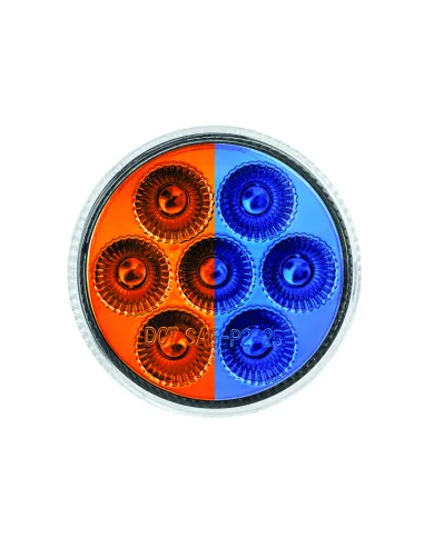 UP35937-7 LED 2" Round Double Fury Light (Clearance/Marker) - Amber & Blue LED/Clear Lens