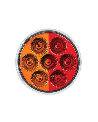 UP35940-7 LED 2" Round Double Fury Light (Clearance/Marker) - Amber & Red LED/Clear Lens