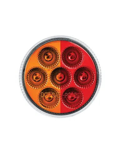 UP35940-7 LED 2" Round Double Fury Light (Clearance/Marker) - Amber & Red LED/Clear Lens