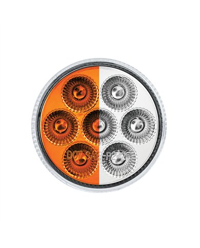 UP35941-7 LED 2" Round Double Fury Light (Clearance/Marker) - Amber & White LED/Clear Lens