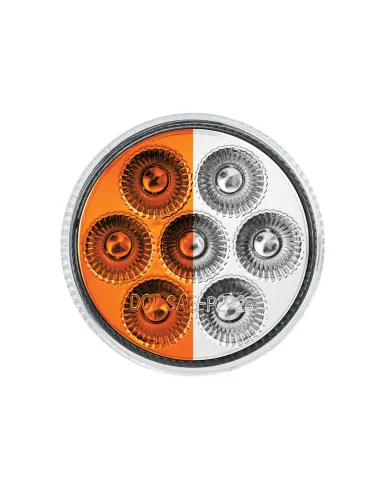 UP35941-7 LED 2" Round Double Fury Light (Clearance/Marker) - Amber & White LED/Clear Lens