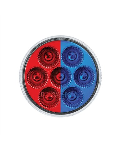 UP35942-7 LED 2" Round Double Fury Light (Clearance/Marker) - Red & Blue LED/Clear Lens