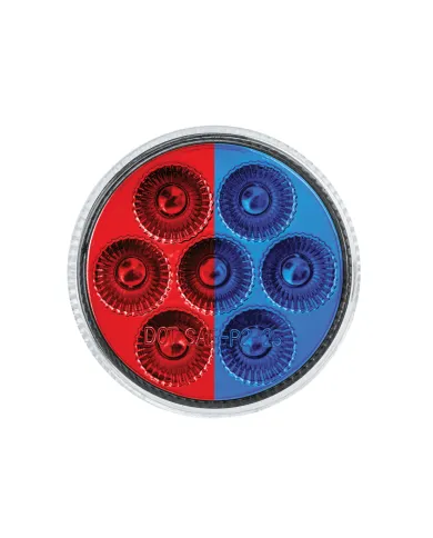 UP35942-7 LED 2" Round Double Fury Light (Clearance/Marker) - Red & Blue LED/Clear Lens