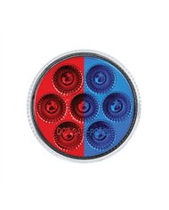 UP35942-7 LED 2" Round Double Fury Light (Clearance/Marker) - Red & Blue LED/Clear Lens