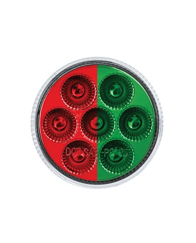 UP35943-7 LED 2" Round Double Fury Light (Clearance/Marker) - Red & Green LED/Clear Lens
