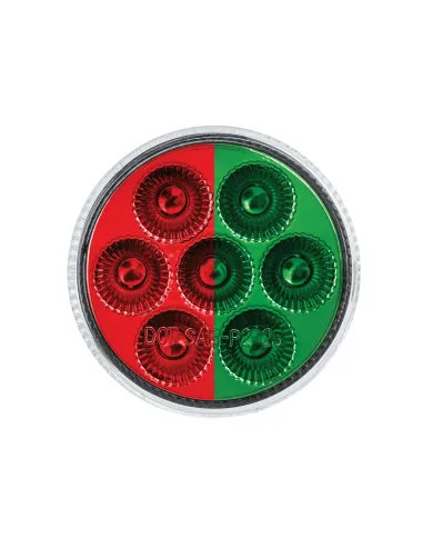 UP35943-7 LED 2" Round Double Fury Light (Clearance/Marker) - Red & Green LED/Clear Lens