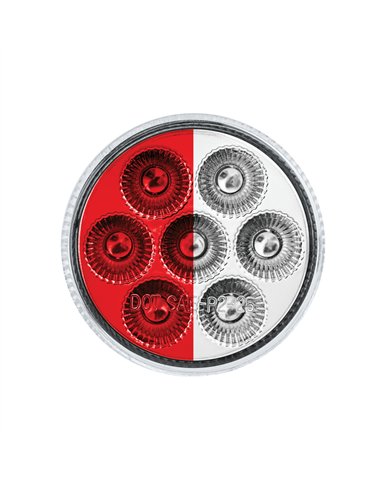 UP35945-7 LED 2" Round Double Fury Light (Clearance/Marker) - Red & White LED/Clear Lens
