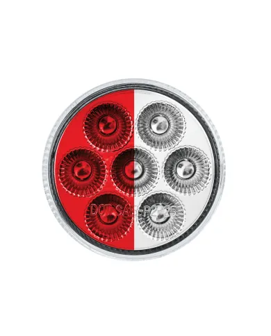 UP35945-7 LED 2" Round Double Fury Light (Clearance/Marker) - Red & White LED/Clear Lens