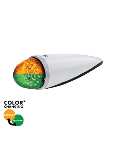 UP35965-17 LED Watermelon Double Fury Light Torpedo Cab Light - Amber & Green LED/Clear Lens
