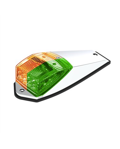 UP35970-Double Fury 17 LED Light Grakon 5000 Style Square Cab Light - Amber & Green LED/Clear Lens