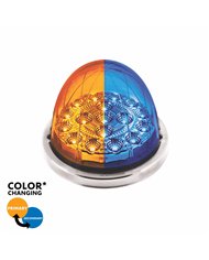 UP35974-17 LED Watermelon Double Fury Light Flush Mount Kit With Low Profile SS Bezel - Amber & Blue LED/Clear Lens