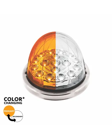 UP35978-17 LED Watermelon Double Fury Light Flush Mount Kit With Low Profile SS Bezel - Amber & White LED/Clear Lens