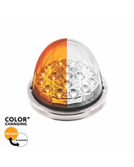 UP35978-17 LED Watermelon Double Fury Light Flush Mount Kit With Low Profile SS Bezel - Amber & White LED/Clear Lens