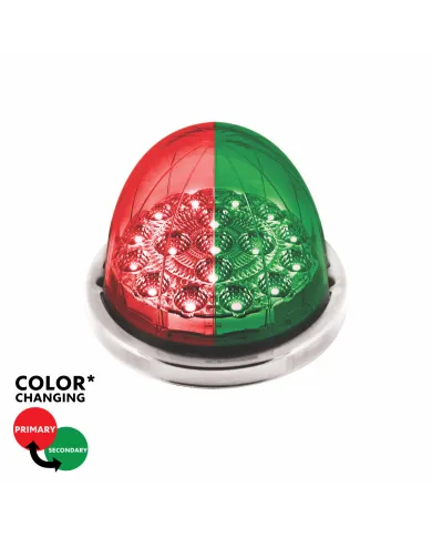 UP35980-17 LED Watermelon Double Fury Light Flush Mount Kit With Low Profile SS Bezel - Red & Green LED/Clear Lens