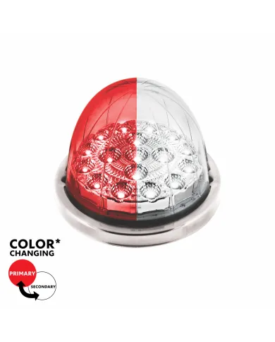 UP35982-17 LED Watermelon Double Fury Light Flush Mount Kit With Low Profile SS Bezel - Red & White LED/Clear Lens
