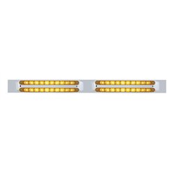 UP37206-Chrome Top Mud Flap Plate With Four 10 LED 9" Light Bars - Amber LED/Amber Lens (Each)