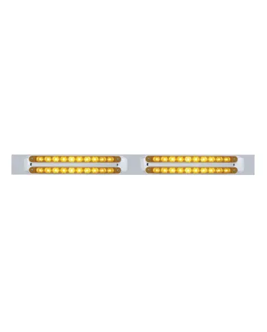 UP37206-Chrome Top Mud Flap Plate With Four 10 LED 9" Light Bars - Amber LED/Amber Lens (Each)