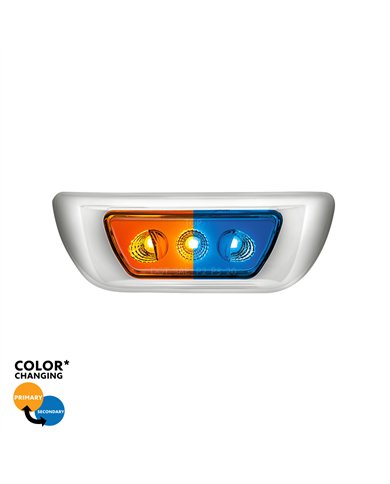 UP36142-3 LED Double Fury Cab Light For 2013-2021 Kenworth T680 & 2012-2021 Peterbilt 579-Amber & Blue LED