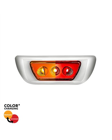 UP36145-3 LED Double Fury Cab Light For 2013-2021 Kenworth T680 & 2012-2021 Peterbilt 579-Amber & Red LED
