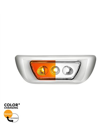 UP36146-3 LED Double Fury Cab Light For 2013-2021 Kenworth T680 & 2012-2021 Peterbilt 579-Amber & White LED