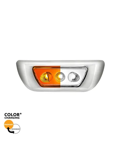 UP36146-3 LED Double Fury Cab Light For 2013-2021 Kenworth T680 & 2012-2021 Peterbilt 579-Amber & White LED