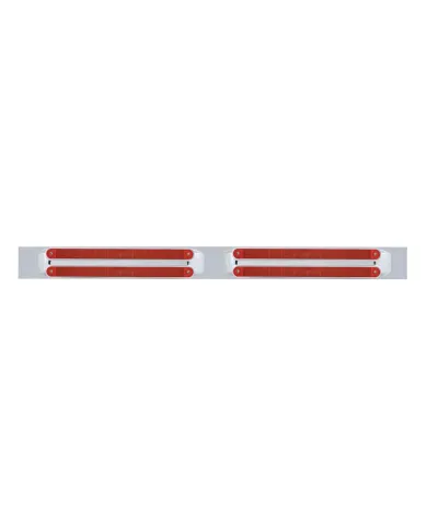 UP37207-Chrome Top Mud Flap Plate With Four 10 LED 9" Light Bars - Red LED/Red Lens (Each)