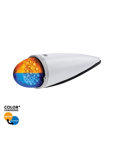UP36197-Double Fury 17 LED Dual Function Watermelon Torpedo Cab Light-Amber & Blue LED/Clear Lens