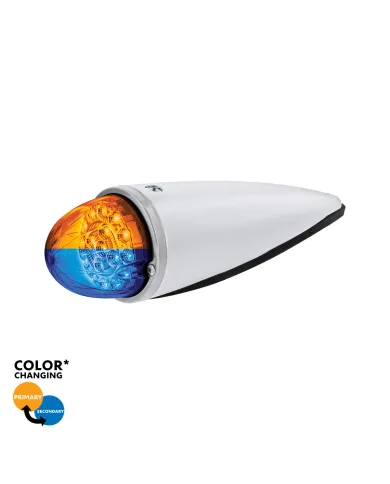 UP36197-Double Fury 17 LED Dual Function Watermelon Torpedo Cab Light-Amber & Blue LED/Clear Lens