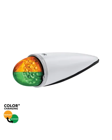 UP36198-Double Fury 17 LED Dual Function Watermelon Torpedo Cab Light-Amber & Green LED/Clear Lens