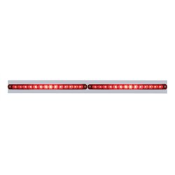 UP37217-Chrome Top Mud Flap Plate With Two 14 LED 12" Light Bars - Red LED/Red Lens (Each)