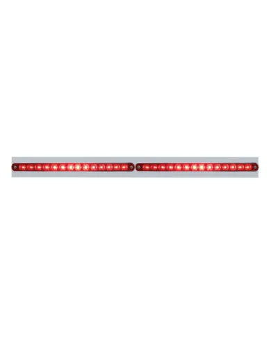 UP37217-Chrome Top Mud Flap Plate With Two 14 LED 12" Light Bars - Red LED/Red Lens (Each)