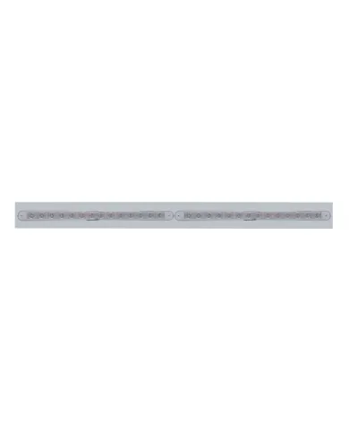 UP37218-Chrome Top Mud Flap Plate With Two 14 LED 12" Light Bars - Red LED/Clear Lens (Each)
