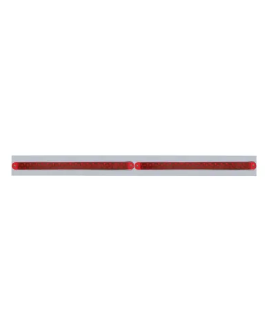 UP37220-Chrome Top Mud Flap Plate With Two 19 LED 12" Reflector Light Bars - Red LED/Red Lens (Each)