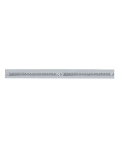 UP37221-Chrome Top Mud Flap Plate With Two 19 LED 12" Reflector Light Bars - Red LED/Clear Lens (Each)